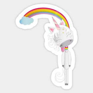 Unicorn hangs on the rainbow Sticker